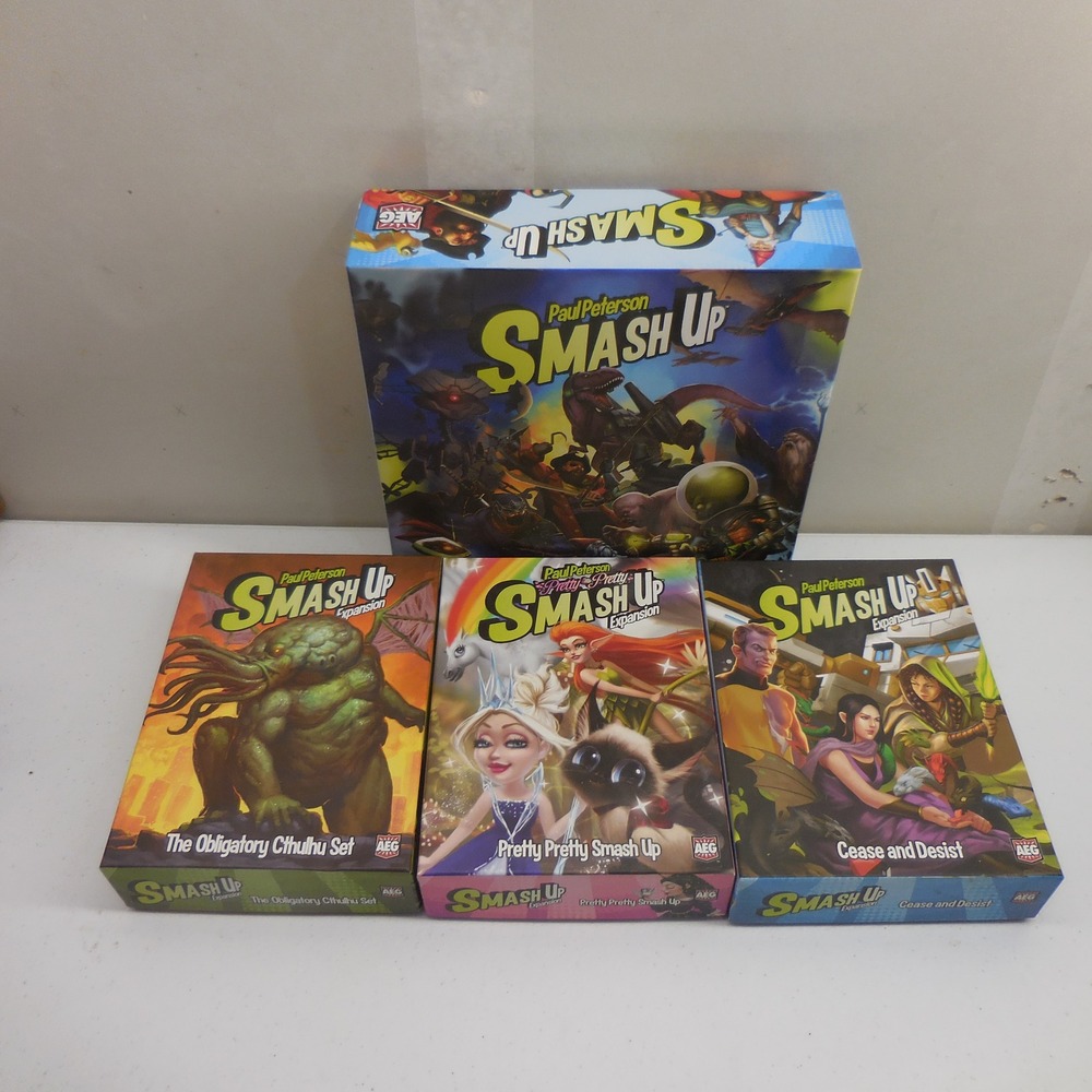 Smash Up Board Game Bundle W/Cthulhu Pretty Pretty Cease & Desist Monster Smash